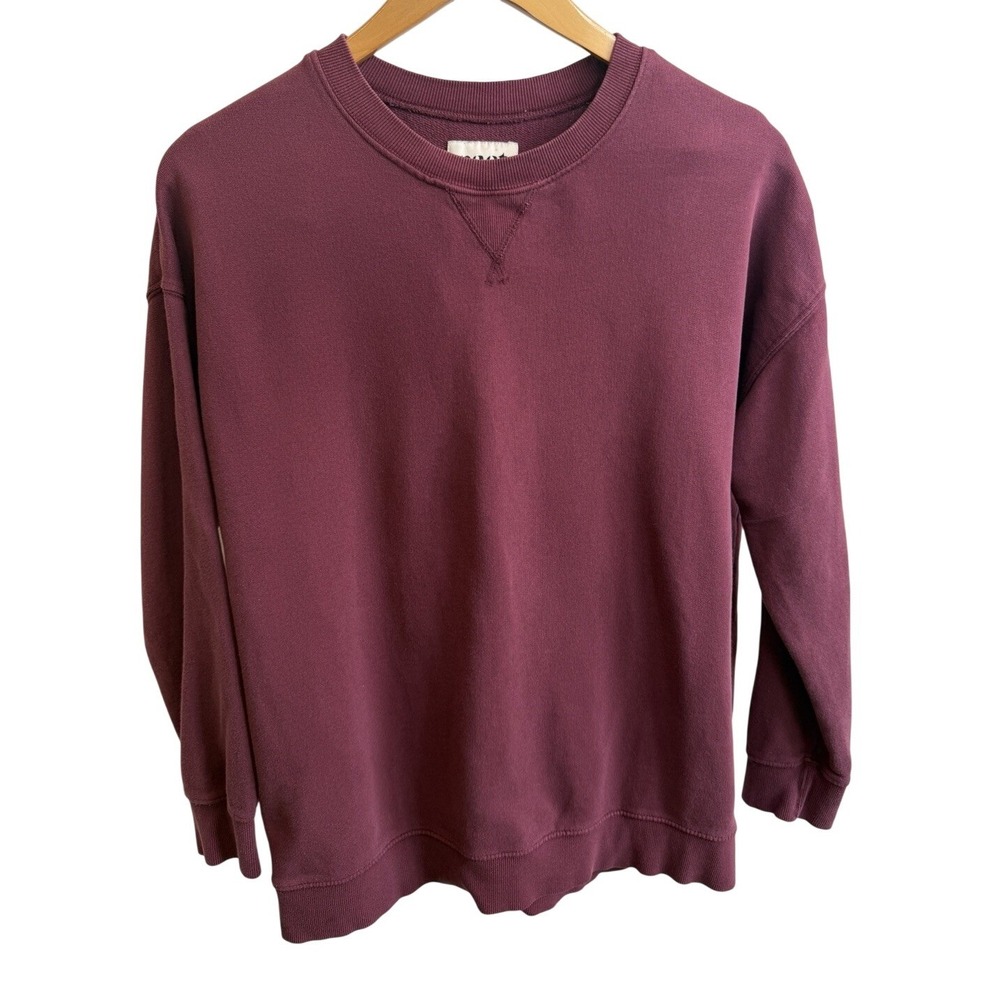Pact Mens Organic Cotton Crewneck Sweatshirt Burgundy Long Sleeve Pullover XS/S